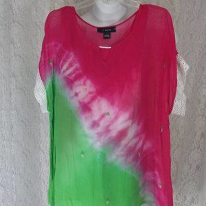 🏵️ 2/$15 🏵️🏵️ Tie Dyed 2 pc set Separate Tank Top Hot Pink Green By Michel